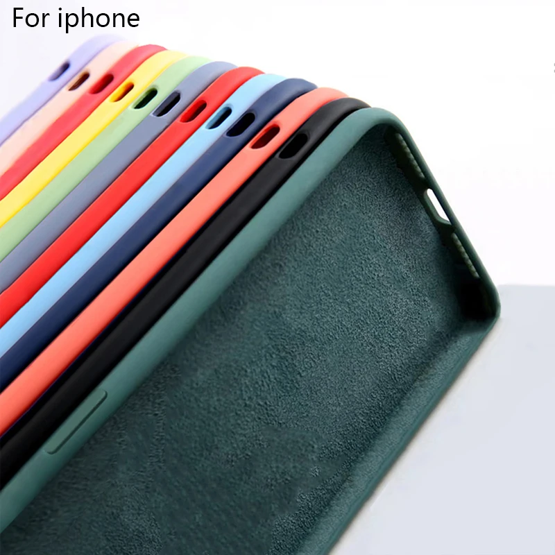 
Free shipping For iPhone Case Original Liquid Silicone Soft Cover For iPhone 11 12 Pro X XR XS Max Shockproof Phone Case 