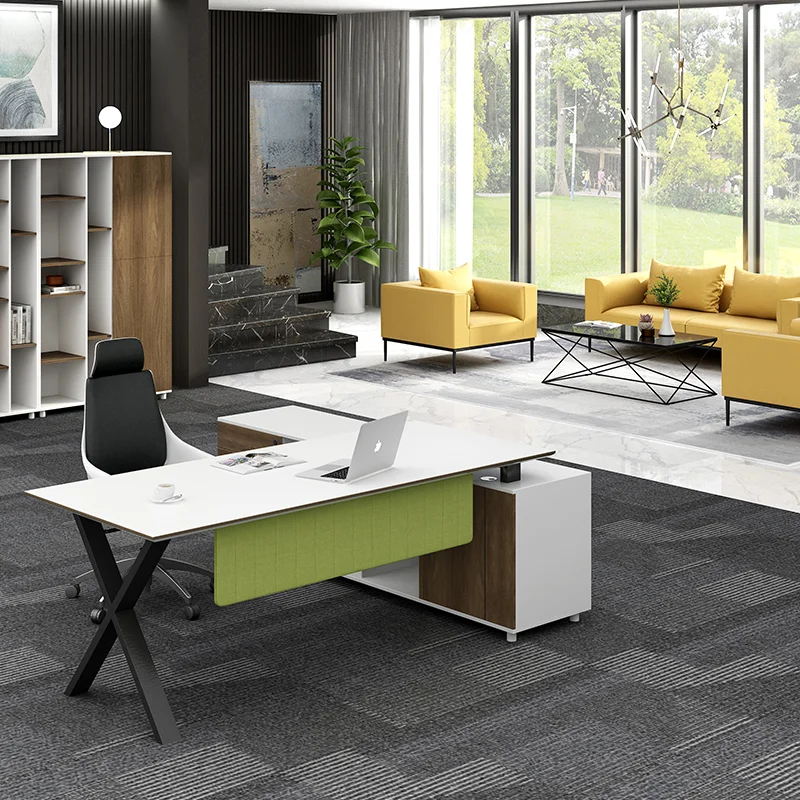 L Shape Wooden Office Desk Modern Boss Office Furniture Director Executive Office Desk Executive Table