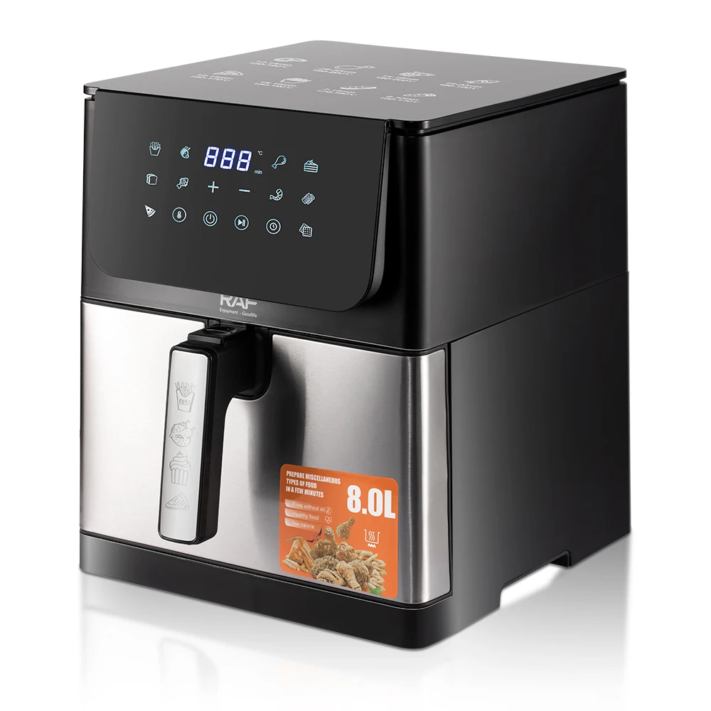 RAF Detachable Basket Stainless Steel Inner 8L Up-down Heating Smart Fryer Oven Fryer Oil Free Electric Digital Air Fryer