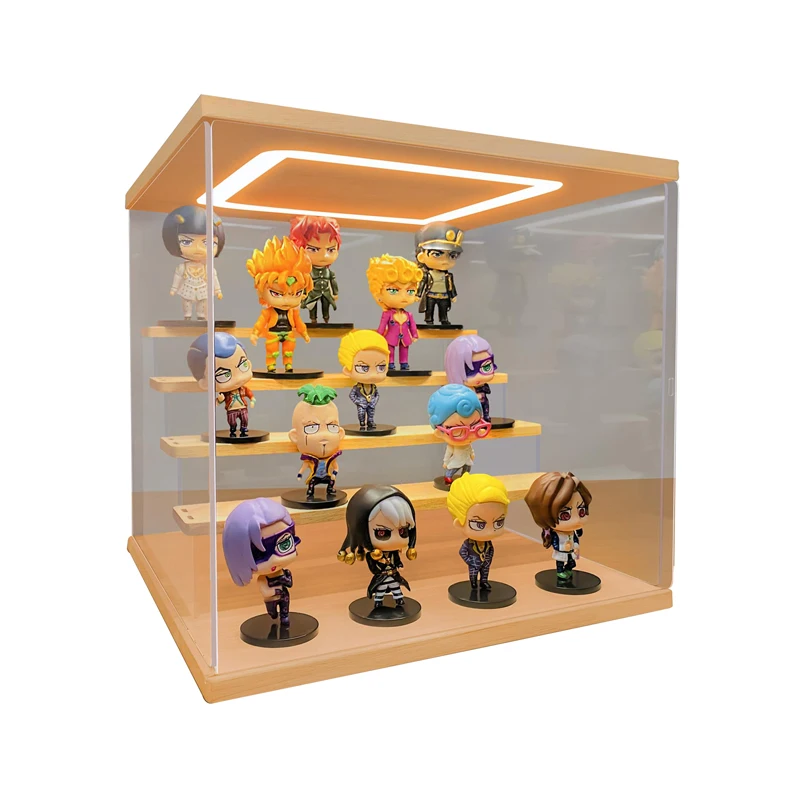 Clear Acrylic Display Case with Light 5-tier Display Box Stand Assembly Dustproof Protection Showcase for Collectible