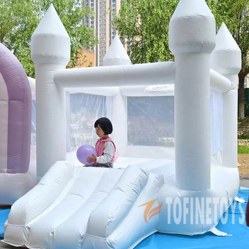 Factory OEM and ODM  Indoor Inflatable Bouncer White Bounce House with  Pastel Colors for Kids