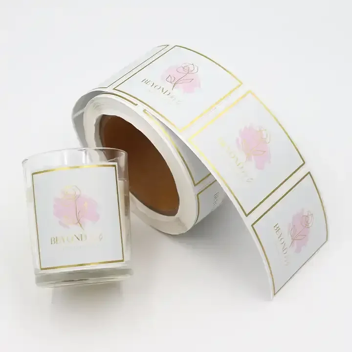 Luxury Black Gold Foil Custom Logo Candle Jar Labels Waterproof Vinyl Glossy Finish Sticker Sheet for Cosmetic Packaging