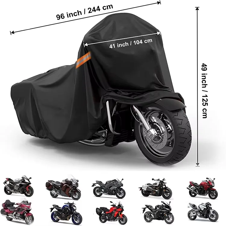 Heavy Duty Dustproof UV Resistant Waterproof Motorcycle Cover with Lock Hole
