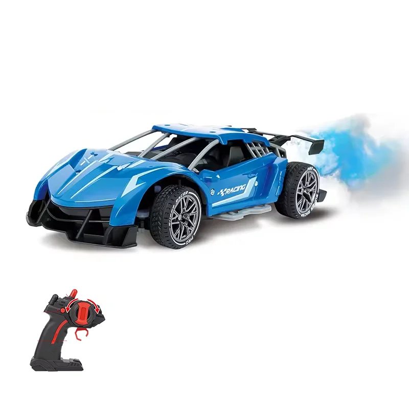 Высококачественный пластиковый Радиоуправляемый игрушечный автомобиль 2 4 г канала с подсветкой и распылением дистанционное управление гоночный