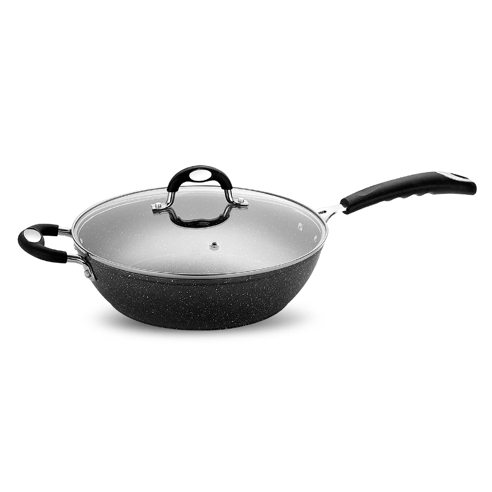 Non Stick Aluminum Kitchenware Cook Set Non-Stick  marble Coating Non-stick Soup Pot Pan Wholesale