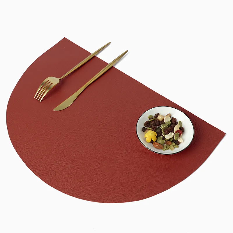 Custom Leather Round Table Mat Eco friendly  Scalloped Disposable Laser Cut Food Placemat For Dinner Table