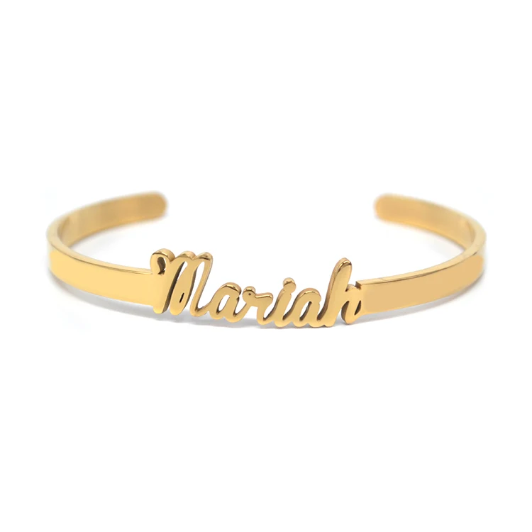 
Wholesale Gold Plated Stainless Steel Custom Personalised Name Bangle 
