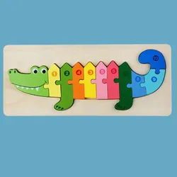 CMC Large Dinosaur Buckle 3D Puzzle Wooden Toy Animal Wooden Puzzles for Toddlers Educational Wooden Puzzle Games