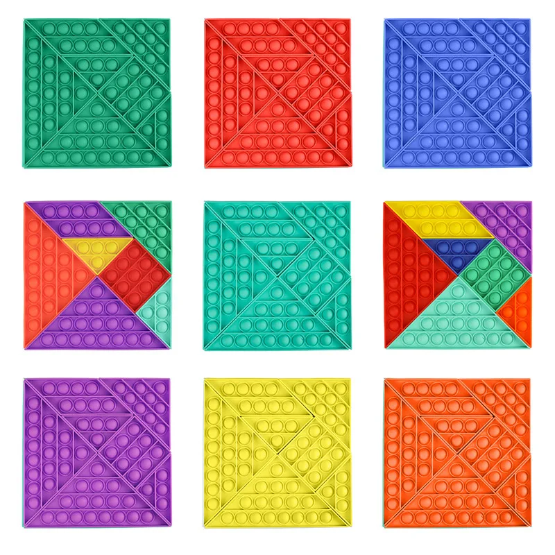 
wholesale Brain Game Tangram Digital Combination Reliever Autism Sensory Push Bubble Fidget Toys Set 