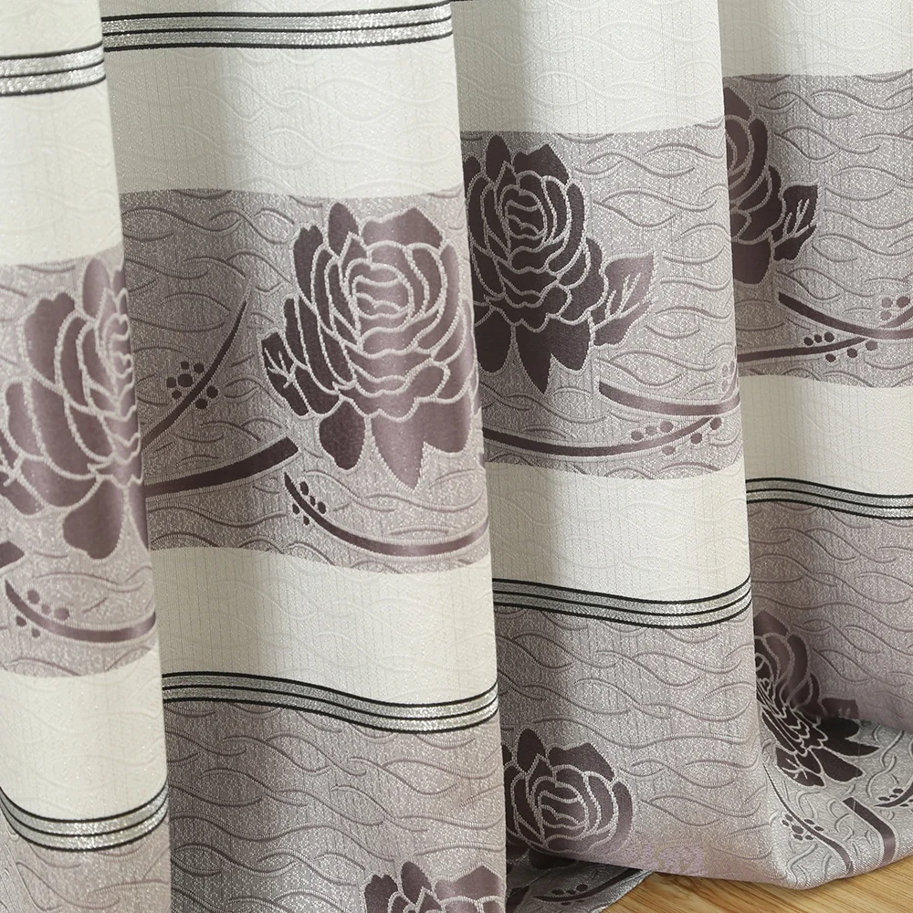Rose Jacquard Curtain High Quality European and American Style Woven Gray Living Room Hotel Cafe 100% Polyester Jacquard Designs