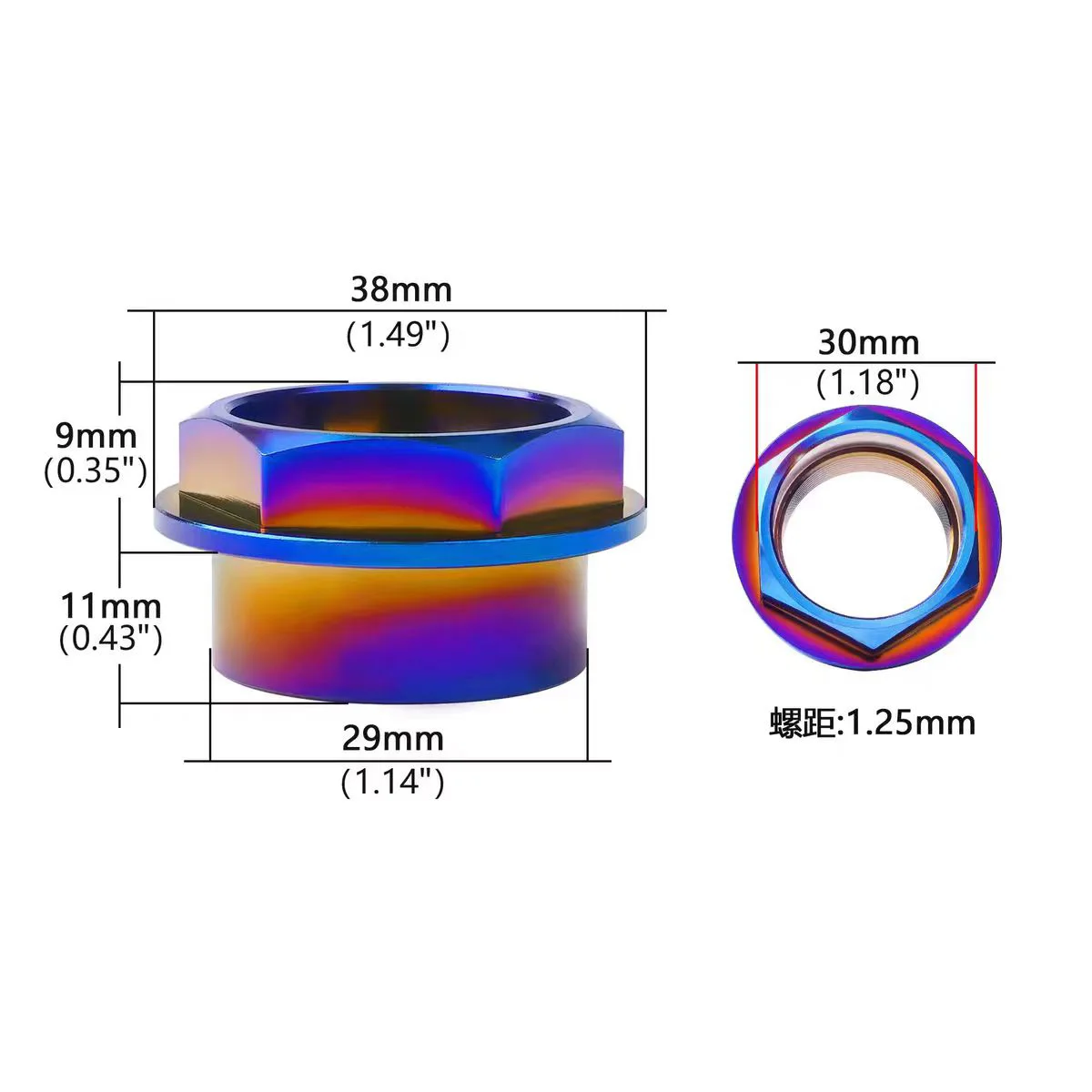 Hot selling GR5 Titanium alloy nut M25 front and rear axle screw nut Motorcycle modification nut PVD coloring