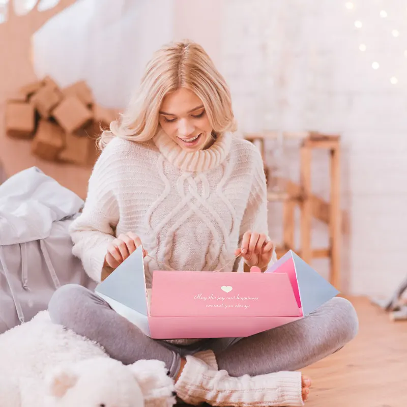 Custom Logo Luxury Christmas Design Double Door Opening Gift Box Set Packaging With Magnetic