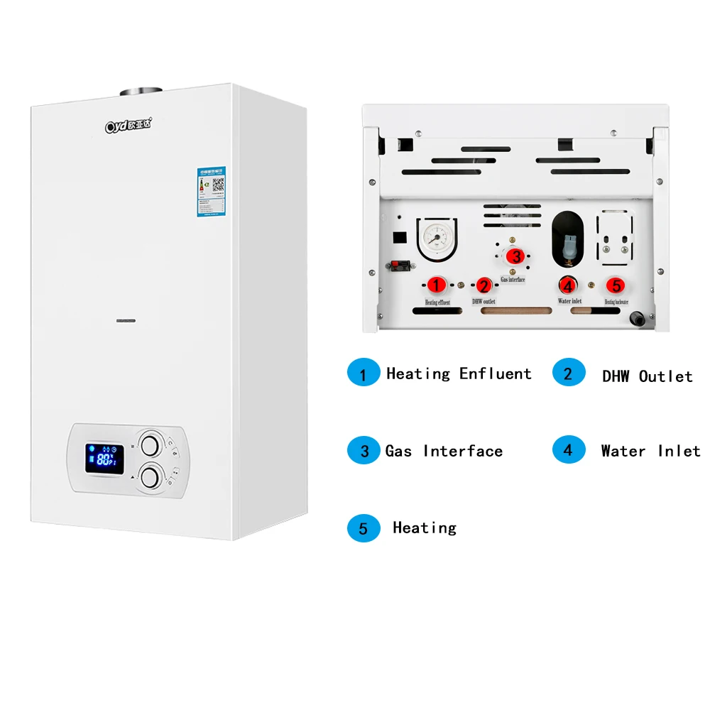 custom  fully enclosed 40KW combi boiler double pump floor heating professional manufacturer wall hung gas boiler