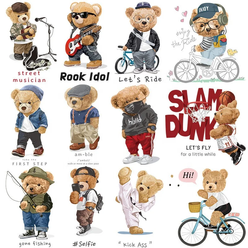 Custom ready to press t shirt screen printed plastisol heat transfer sticker sheet cartoon iron on transfer for clothes
