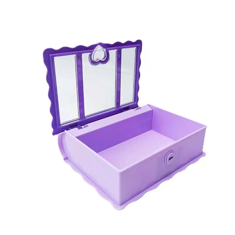 Cheap Creative European Magic Book with Lock Key Kids Plastic Cosmetic Jewelry Storage Box Desktop Boxes for Earrings Rings