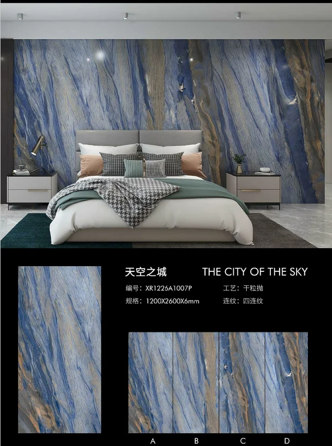 Coloria The City of The Sky Slab/Sintered Stone Coat Tile Use for Bathroom  Living Room and Bedroom 1200*2600 mm Foshan Design