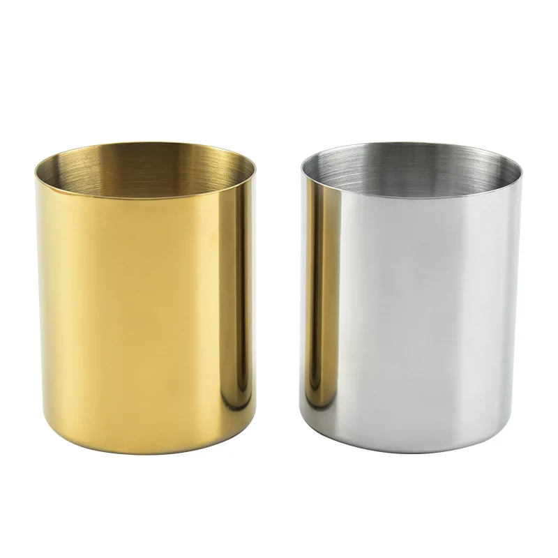 OEM LOGO Gold Round Metal Pen Holder Office Creative Stationery Storage Tubular Pen Rack Home Decoration Desktop Pen Container