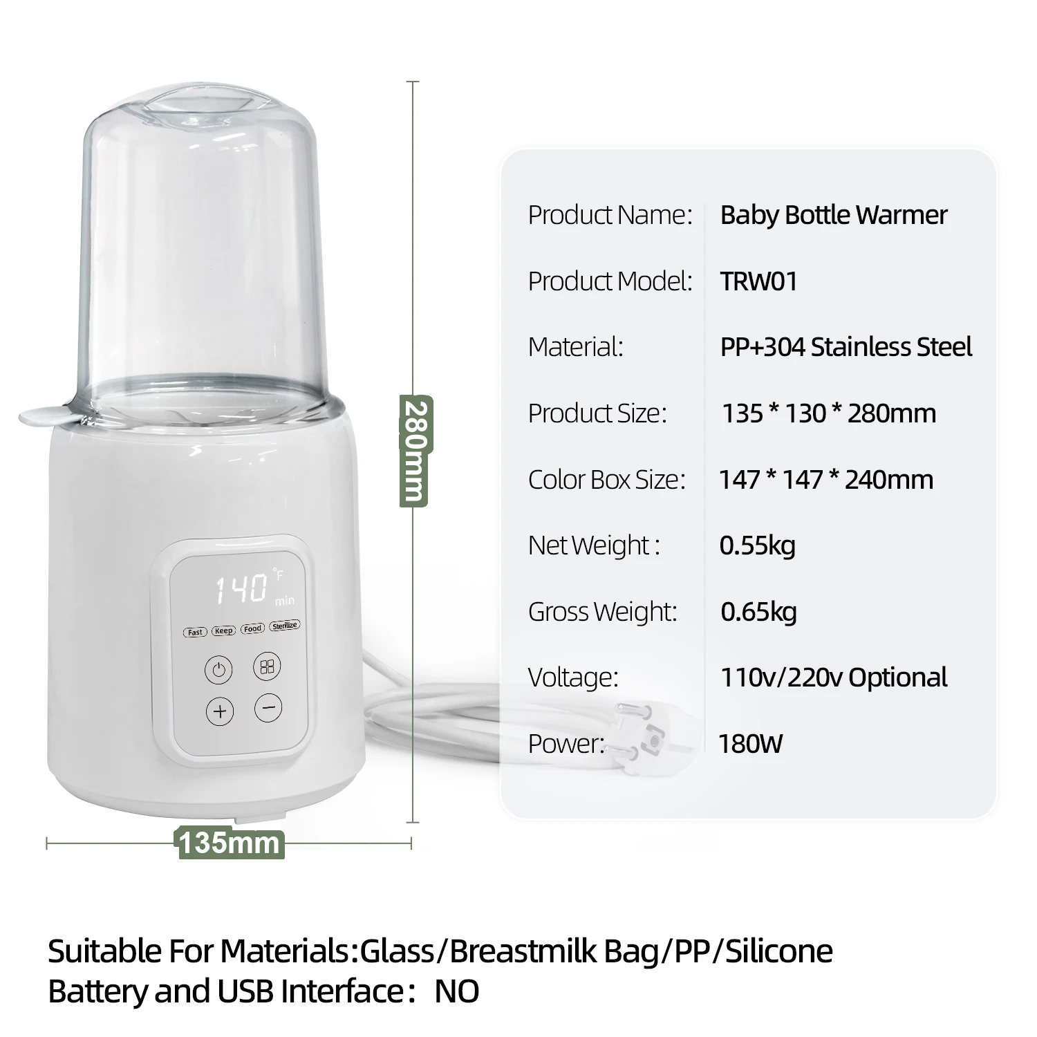 2024 New launch High quality bottle warmer& Adjustable milk heater Multi-functional baby bottle warmer  for newborn baby form