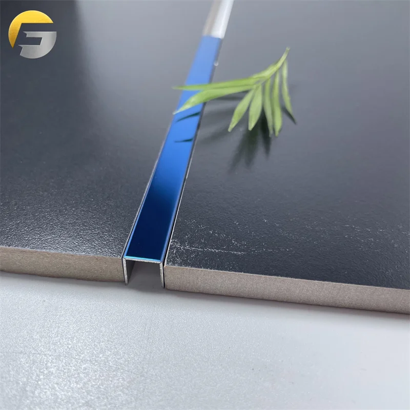 V 0256 Most Popular Wall Edges U Shape Sapphire Blue Tile Accessories Super Mirror Stainless Steel Tile Trim Strips