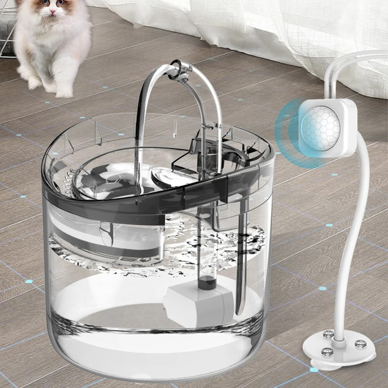 Transparent Pet Drinking Water Fountain with Infrared Sensor Cat water Drinker For Cats Pet Water Dispenser Auto Feeder