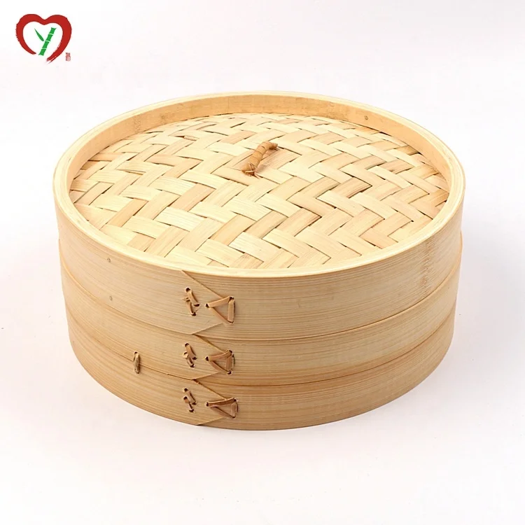 Natural Wholesale  Eco-friendly  Food Dim Sum Bamboo Steamer 10 inches