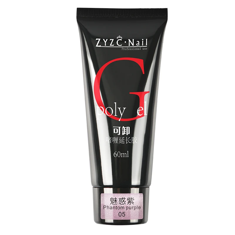 ZYZC nail professional press forming acrylic glitter  poly gel  series 6 colors box uv  builder shine poly gel polish