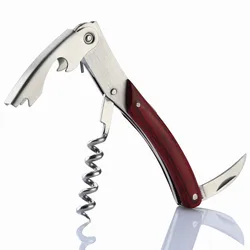 Double hinged corkscrew opener customized wooden corkscrew