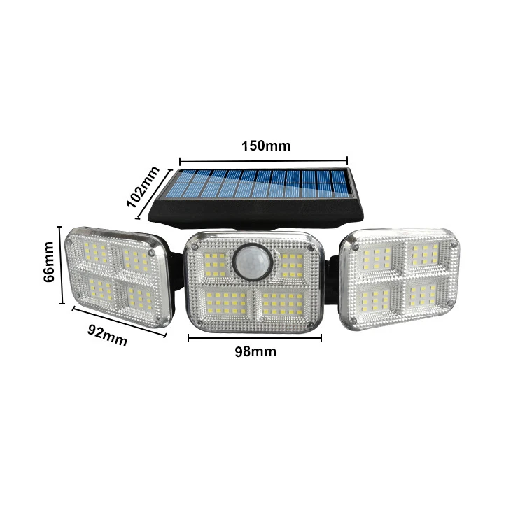 114 Led Outdoor Waterproof Safe Light Three Heads Motion Sensor Wall Light