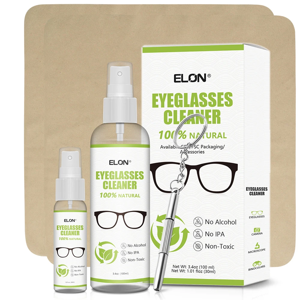 Natural eyes eyeglass cleaner lens cleaner solution eyeglass lens cleaner with Microfiber cloth and screwdriver