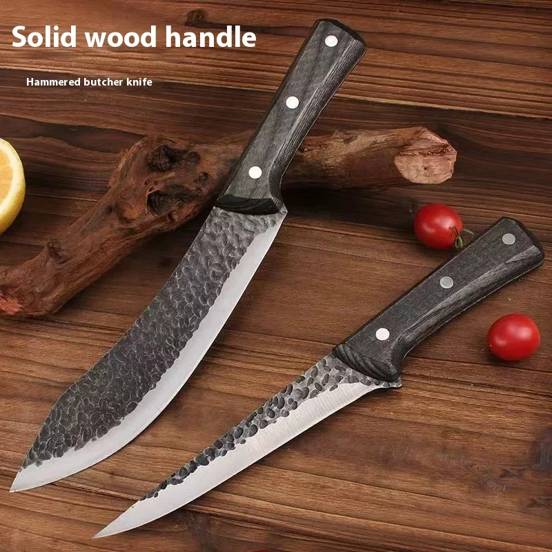 Handmade Forged Butcher Knife with High Carbon Steel Sharp Meat Cleaver Bone Slicing Skinning Utility Kitchen Knife PP Handle
