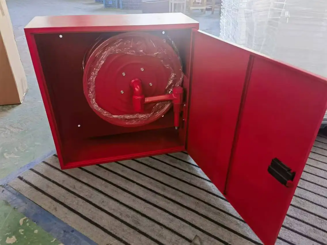 Fire hose reel cabinet with fire hose reel 19mm 25mm fire fighting hose reel box