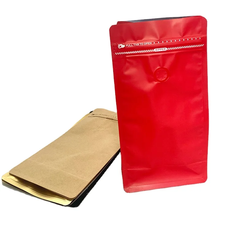 Manufacturers custom red, black 500g, 1kg, 250g coffee bags with valve and zipper Aluminum foil moisture-proof coffee bag