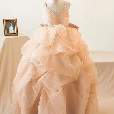 Custom Color Green Aline Toddler Birthday Flower Girl Dress Teen Wedding Party Pageant Birthday Princess Dress With Train