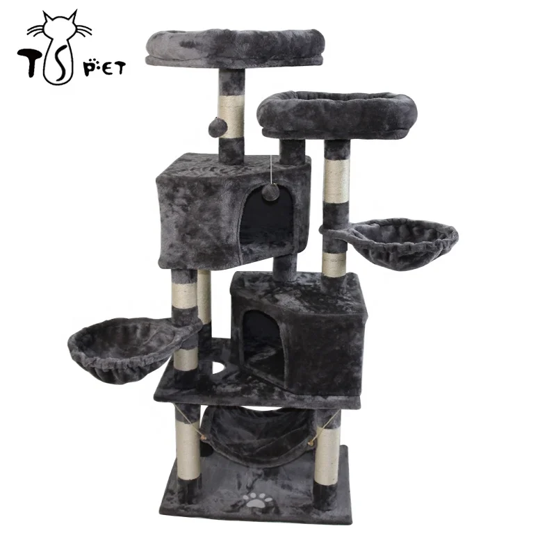 BSCI Certificated Big Scratching Furniture Playhouse Condo Cat Trees Tower For Kittens