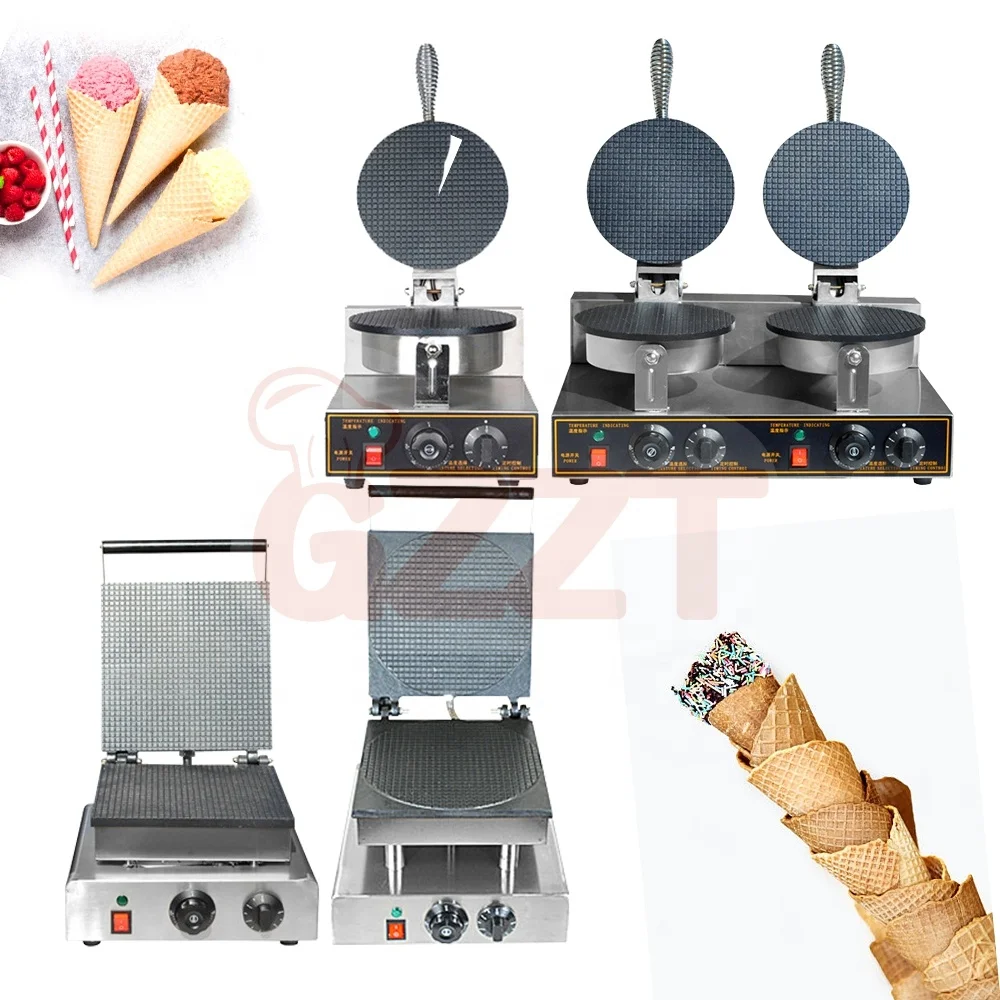 Ce Round Square Plate Egg Roll Waffle Baking Ice Cream Cone Machine Wafer Ice Cream Cone Egg Roll Skin Maker For Sale