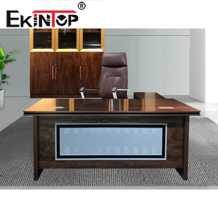 Antique Steel Veneer Solid Wood Office Executive Ceo Table Desk in Furniture Muebles De Oficina