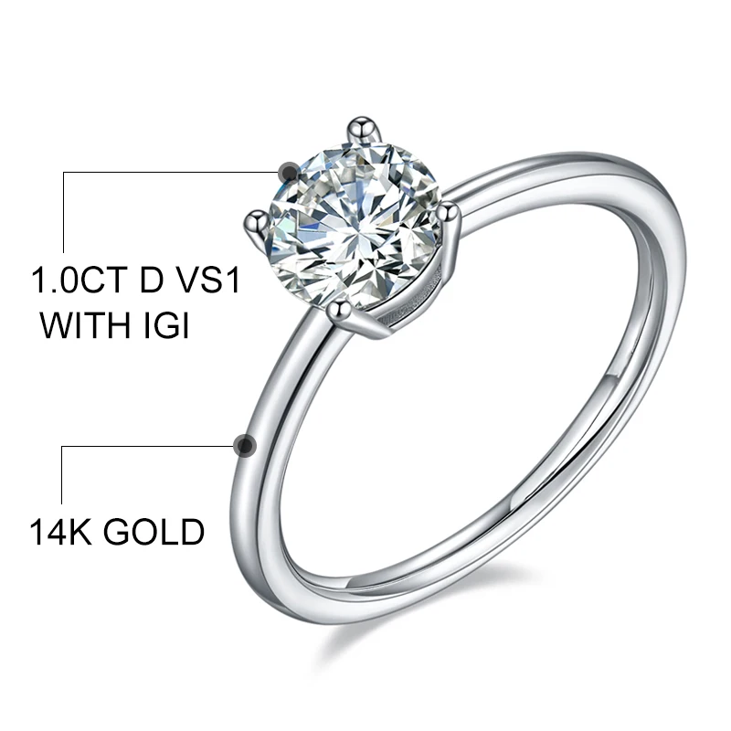 Custom 1ct 2ct 3ct 4ct 5ct 6ct engagement wedding brand jewelry 14k 18k gold lab grown diamond ring