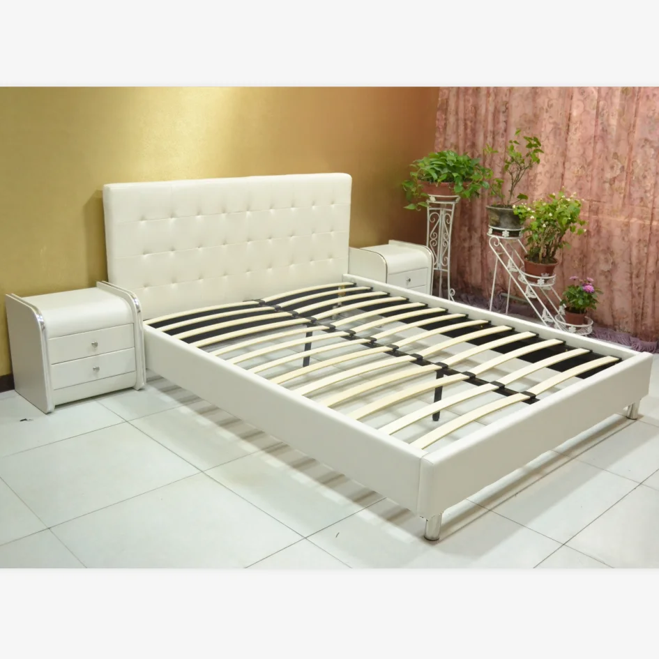 High quality Cheap King size leather bed Pu soft bed  with wood frame and slats for bedroom furniture