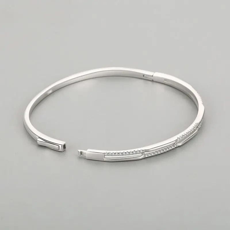 New Product Fine Jewelry Silver Bangle Temperament Zircon 925 Sterling Silver Fashion Bracelet Bangle For Women