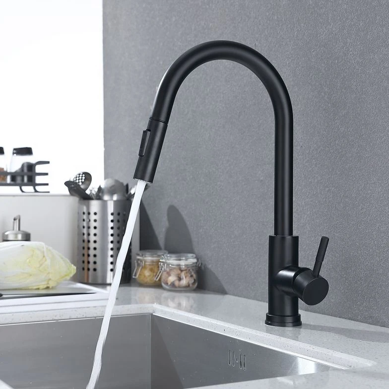 Black Pull Out Water Tap Kitchen Sink Faucet 2 Functions Sprayer Touch Sensor Kitchen Faucet Stainless Steel