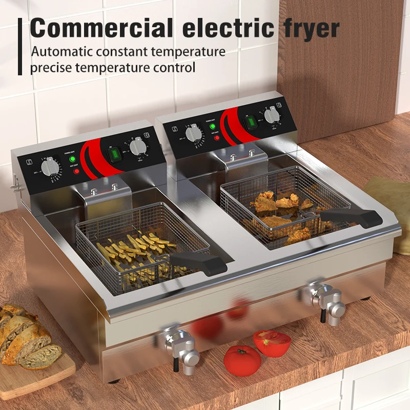 13L liter Temperature control electric potato chips fryer machine with cover