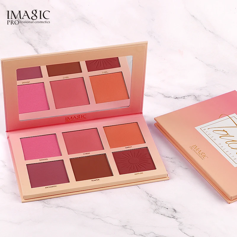 Wholesale private label face highlight makeup 6 color contour blusher palette