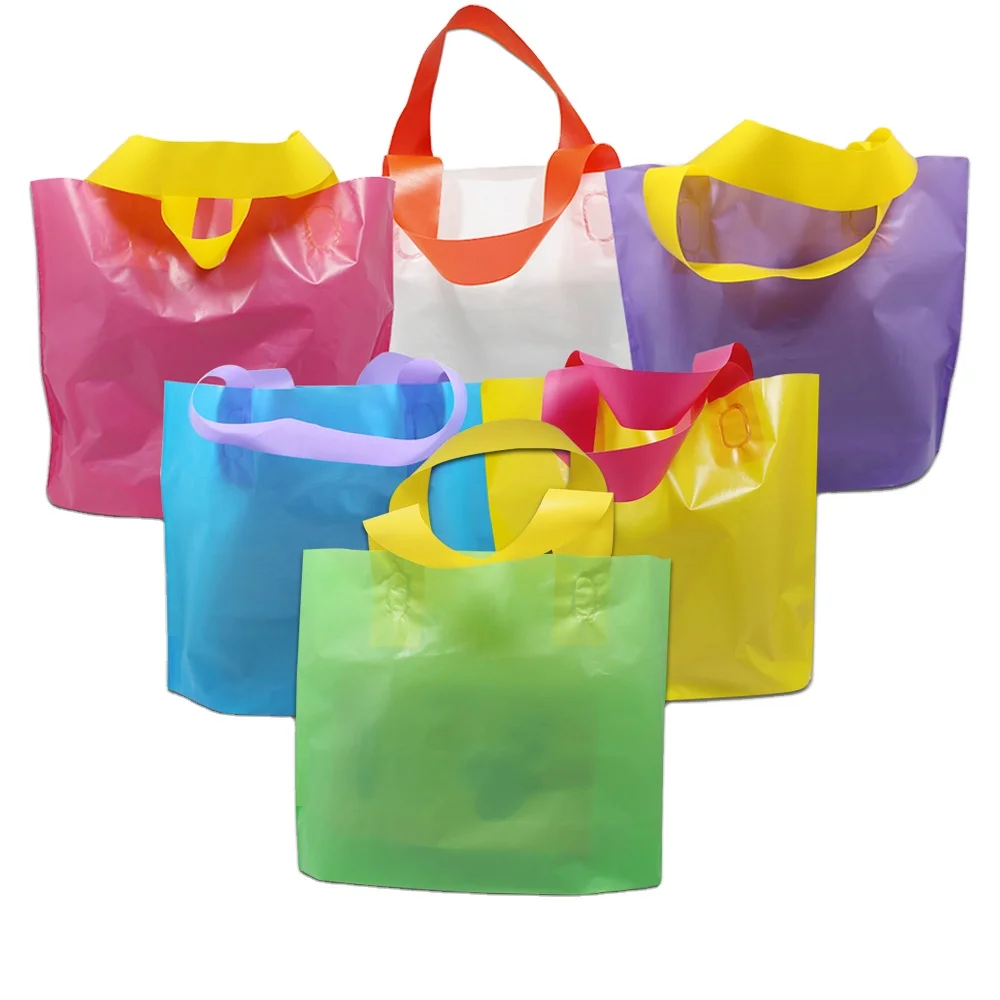 Wholesale Soft Loop Handle Luxury Plastic Die Cut Clothing Shoes Boutique Shopping Bags With Logos With Handles