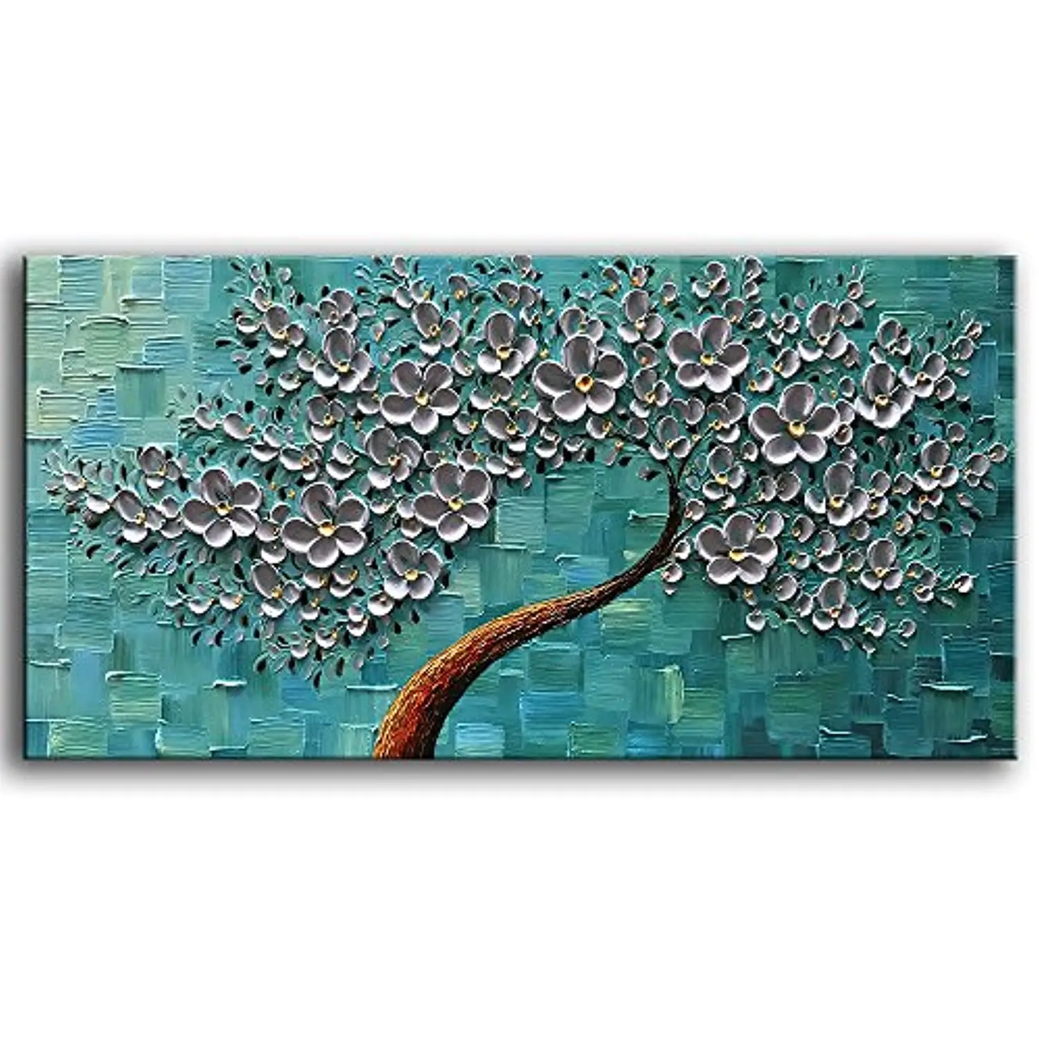 Custom Large Size  Abstract Oil Painting On Canvas Texture 3D Flowers Tree Paintings Modern Home Decor Wall Art for living room