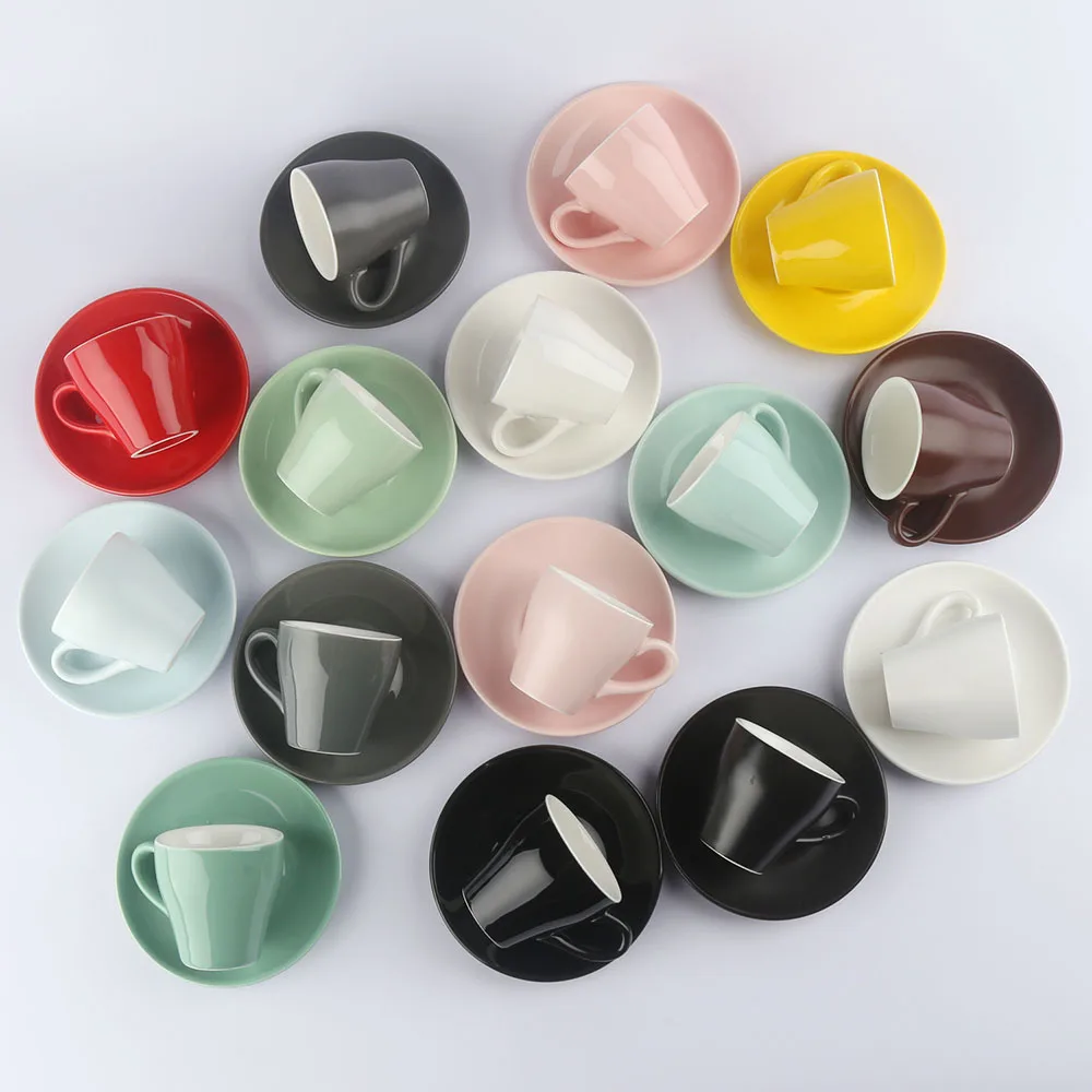 80ml, 180ml, 300ml White Color Glazed Ceramic Porcelain Coffee Tea Cups and Saucers Sets