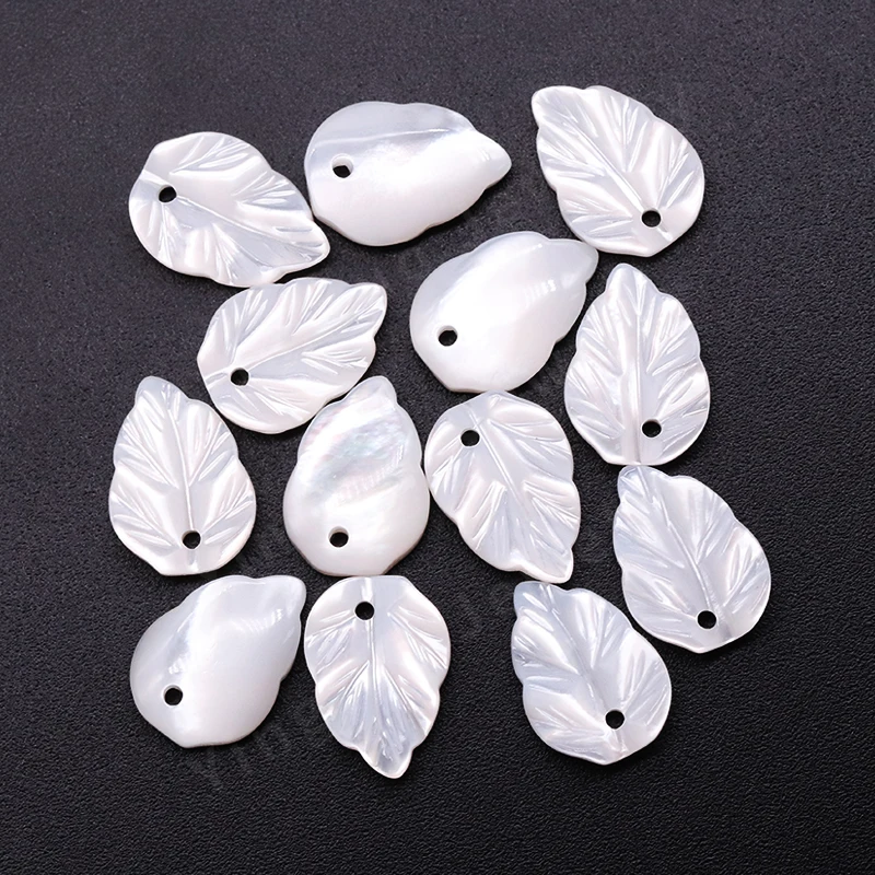 Custom Mother of Pearl  Leaf Gemstone Loose Natural Gemstone White Shell Stone with Hole for Jewelry Making