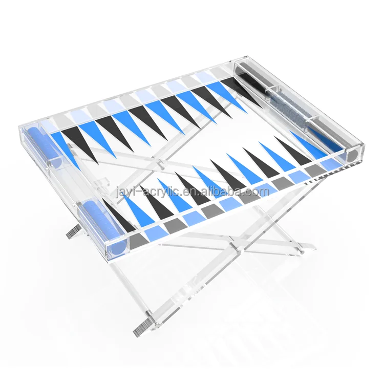 JAYI Custom Folding Acrylic Backgammon Game Table Set