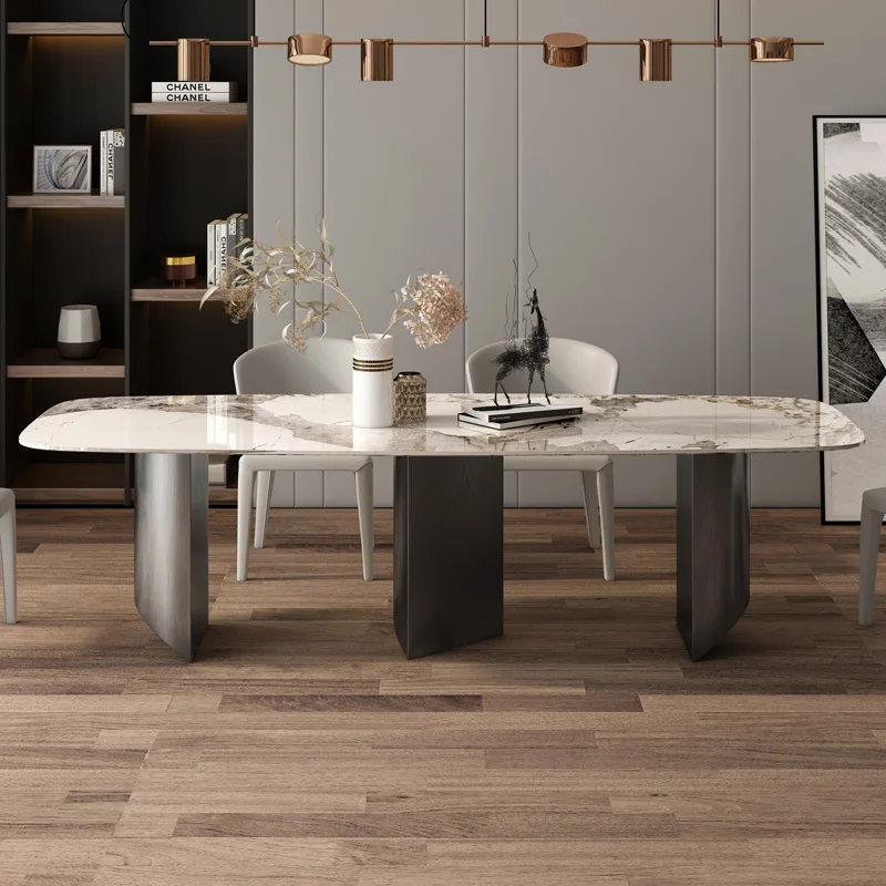 New Italy Design Hotel Restaurant Project Vila Home Use Steel Gold Dining Tables 10
