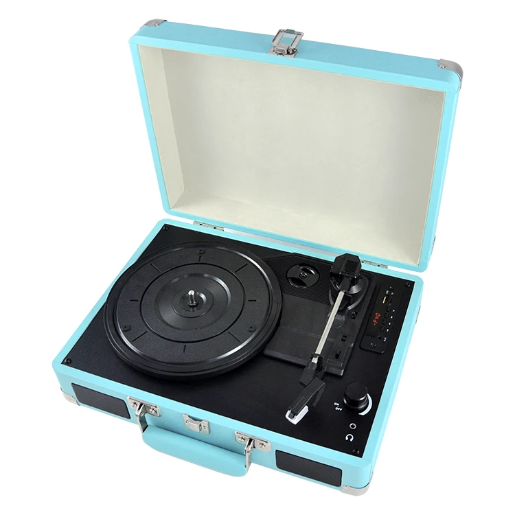 Built-in Speakers Phonograph Bluetooth Speaker Suitcase Nostalgic Vinyl Record Turntable Player With Recording