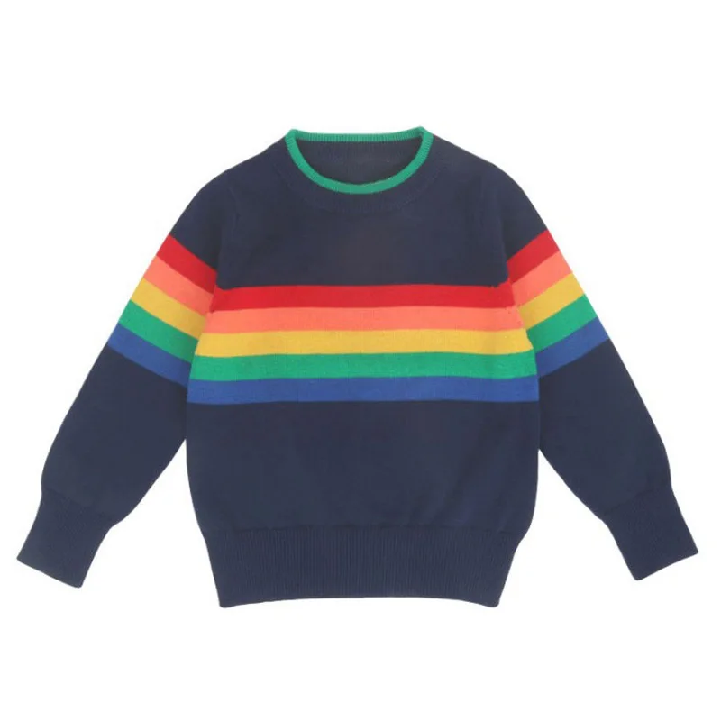 
Factory direct supply children clothing boy and girl coat rainbow knitted sweater 